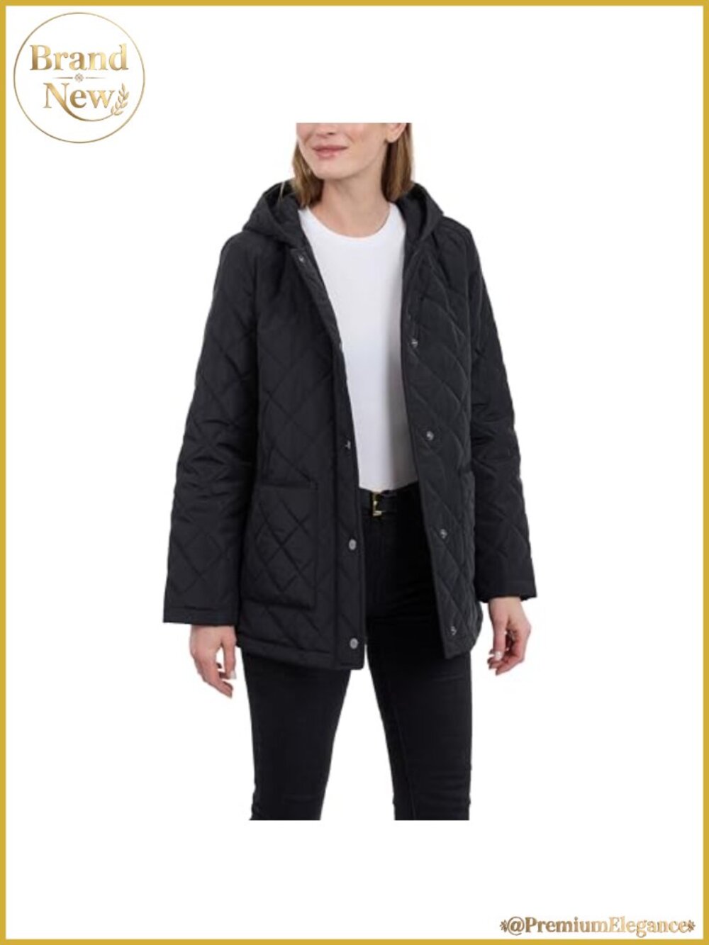 Quilted Lightweight Jacket Water Resistant Women's Coat with Hood and Pockets
